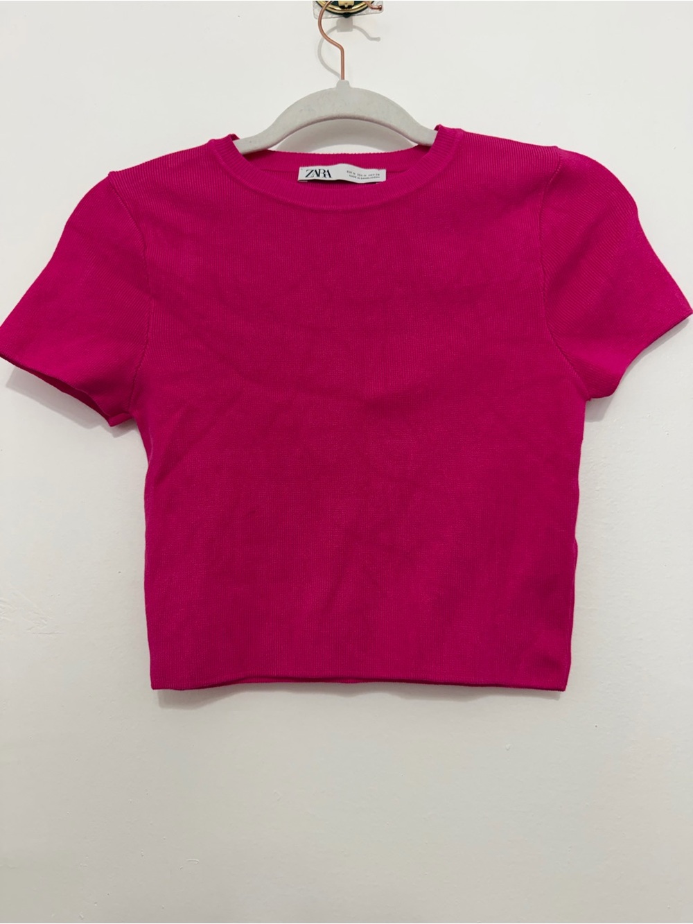 Zara KNIT CROP TOP FUCHSIA - Picture 2 of 6
